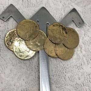 Vintage artisan dressy statement coin cluster costume earrings boho festival.